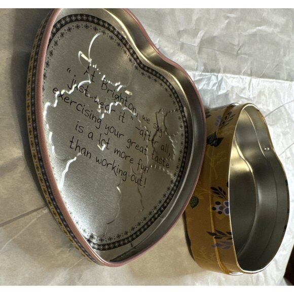 Brighton Jewelry Gift Box Metal Floral Tin Heart Empty Storage 3.5" x 3.5" NEW Y - Picture 4 of 8